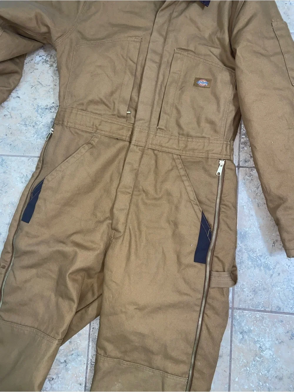 Dickies Insulated Durable Brown Grunge Workwear Water Resistant Coverall Size SR
